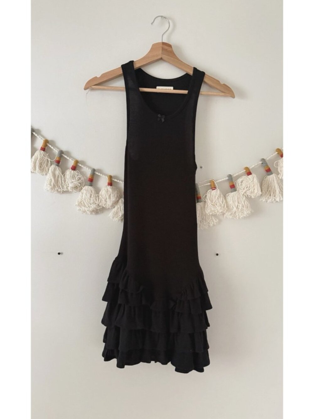 My Mum Made It Frill Ruffle Tank Mini Dress Black Coquette Fairy Balletcore M